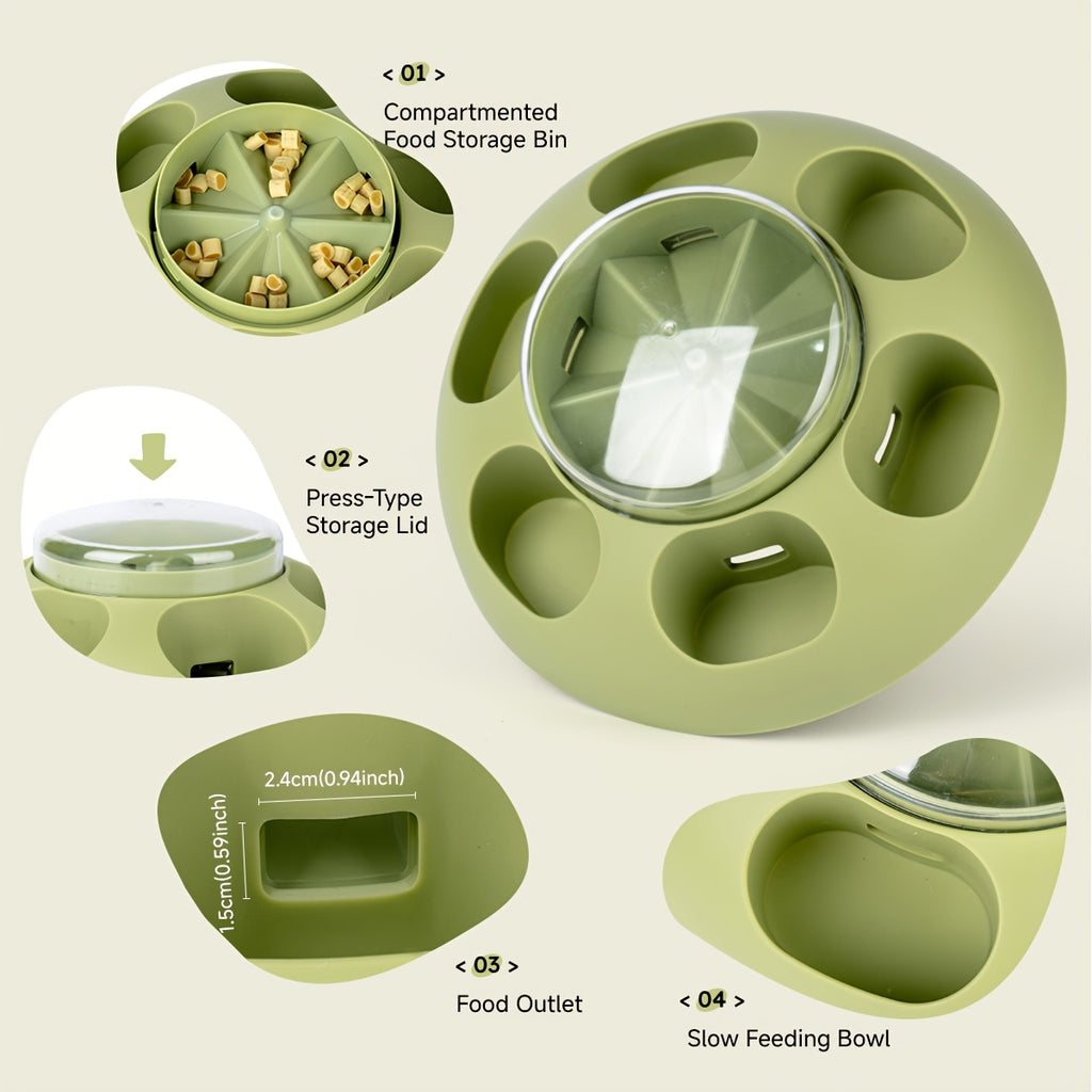 Dog Push-Type Slow Feeder, Automatic Pet Feeder, Slow Feeding Bowl, Fun Interactive Dog Toy Food Dish, Pet Slow Feeder