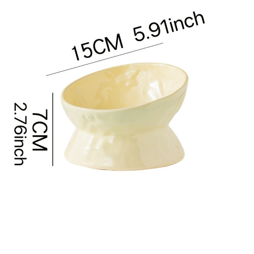 Cat Bowl Dog Bowl Ceramic Cat Supplies Cute Diagonal Double Bowl Cat Bowl Neck Protection Tall Bowl Dog Bowl