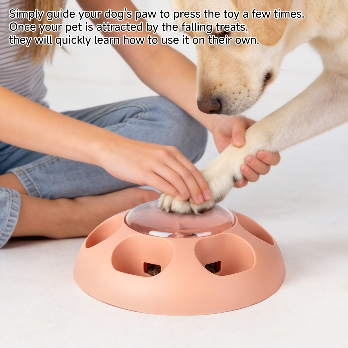 Dog Push-Type Slow Feeder, Automatic Pet Feeder, Slow Feeding Bowl, Fun Interactive Dog Toy Food Dish, Pet Slow Feeder